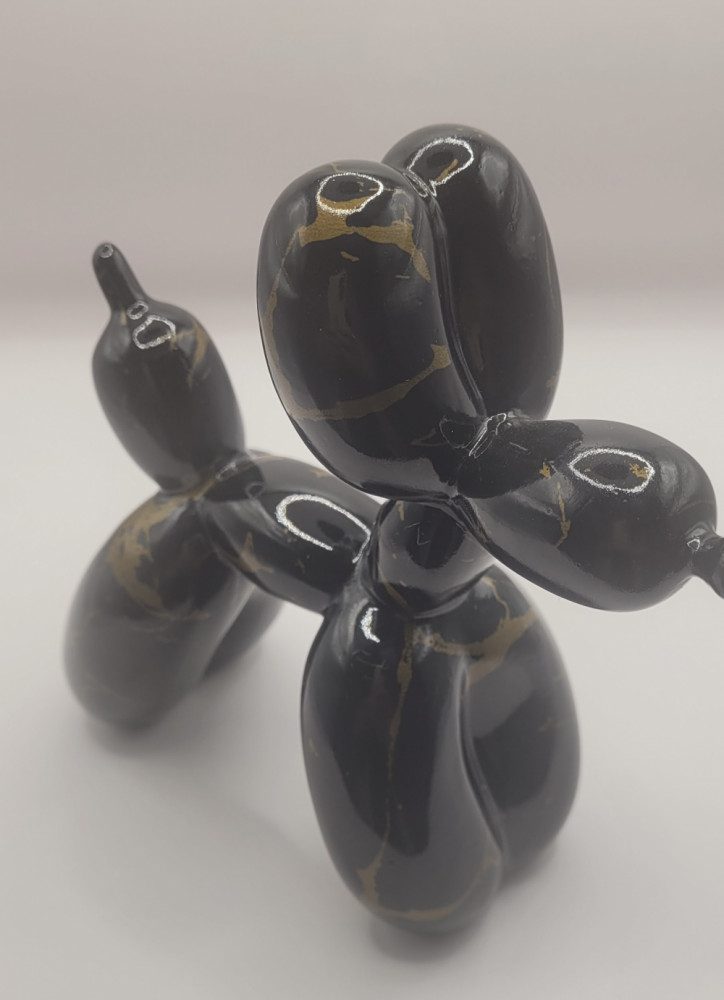 Ballonhund sort/guld