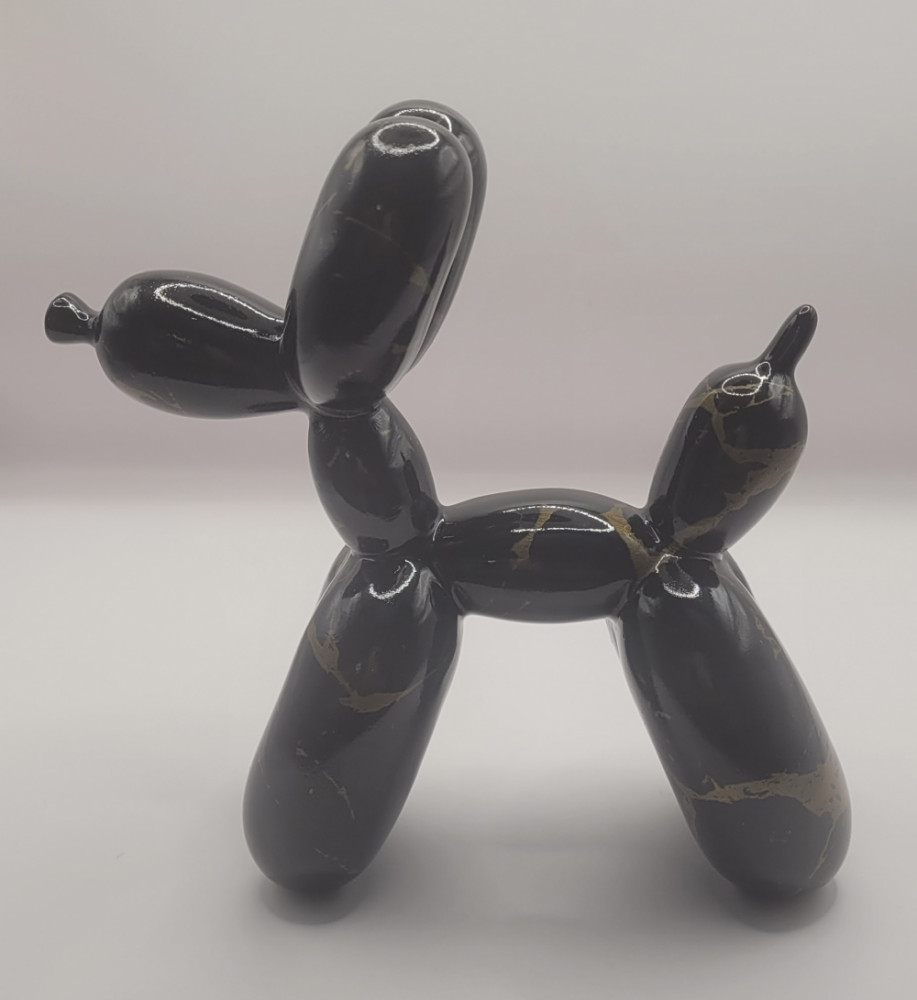 Ballonhund sort/guld