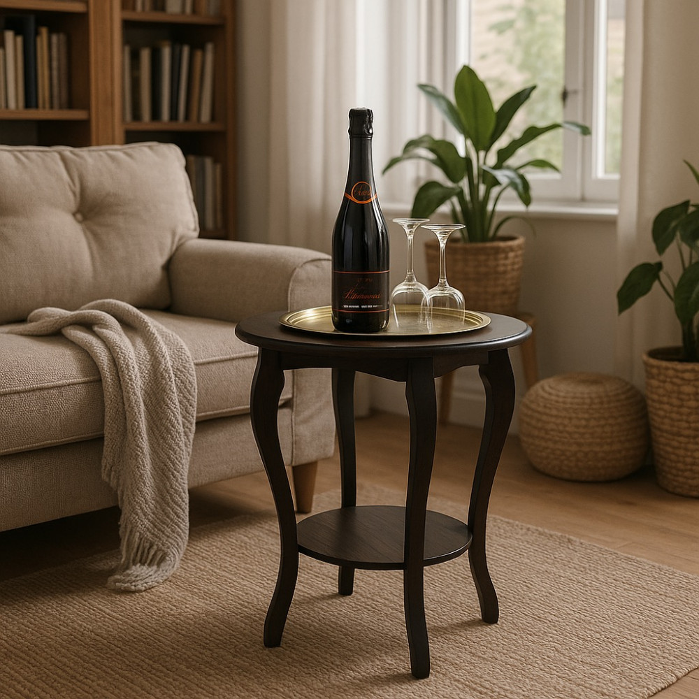 Barbord i træ og med messingplade - sendes ikke