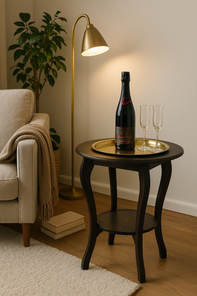 Barbord i træ og med messingplade - sendes ikke