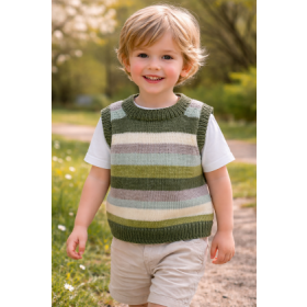 Børne vest 3-4 år. Grønstribet 