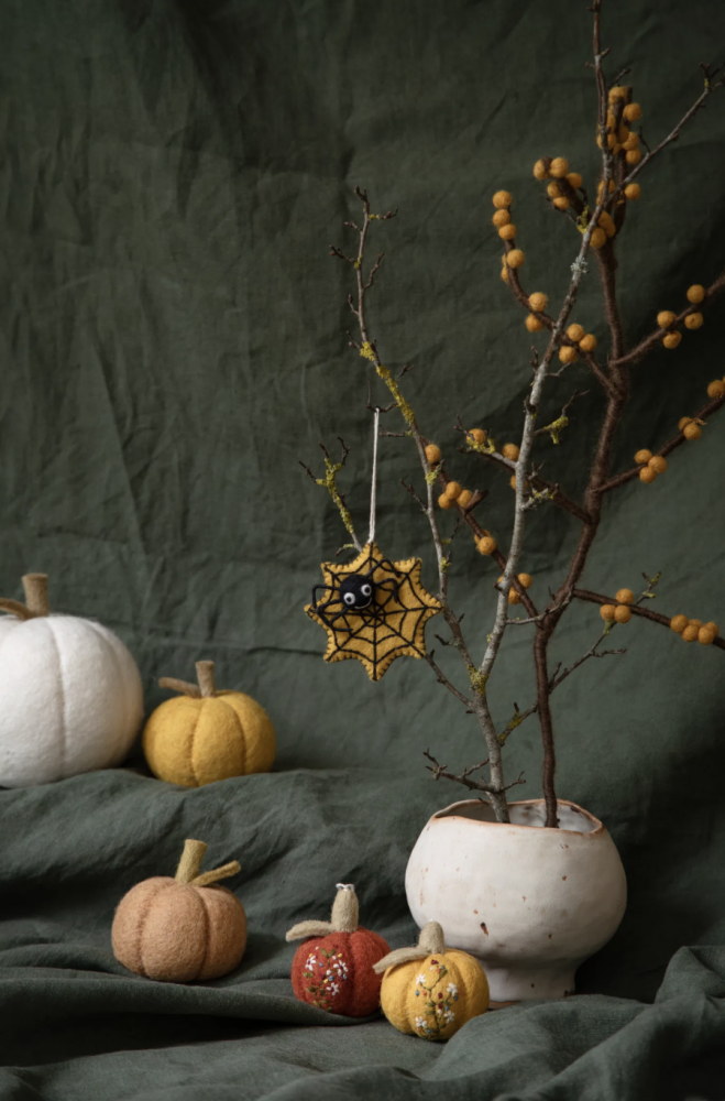 Filtet græskar, rust rød, Ø6cm