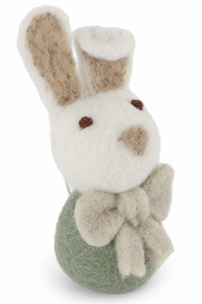 Filtet kanin med sløjfe, grøn.