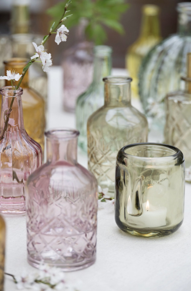 Fyrfadsstage i grøn glas 