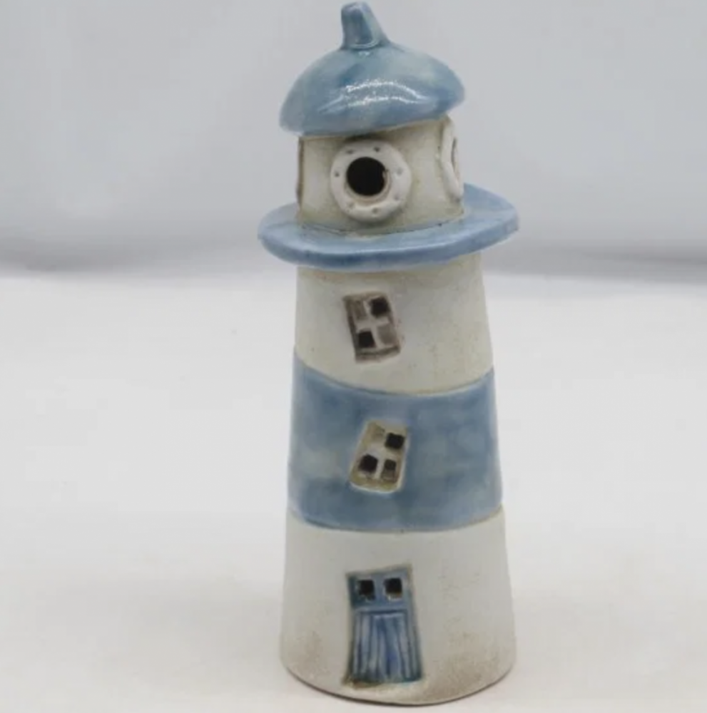 Fyrtårn hvid/lyseblå