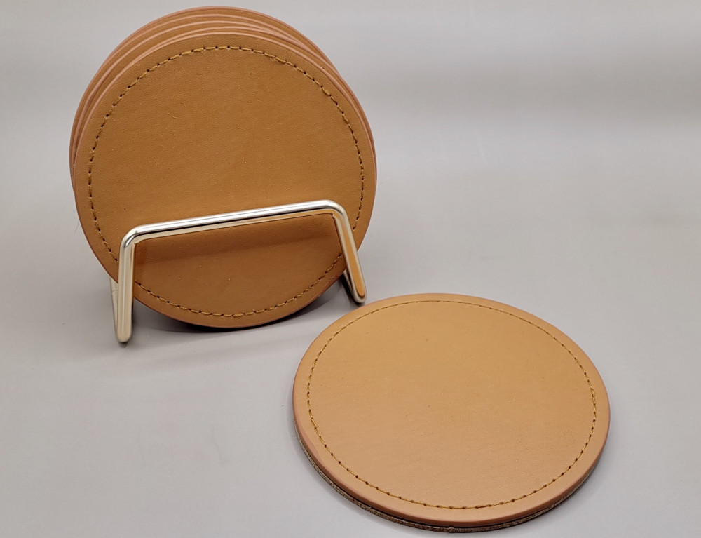 Glasbrikker i imiteret læder, brun