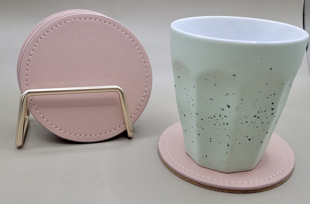 Glasbrikker i imiteret læder, rosa