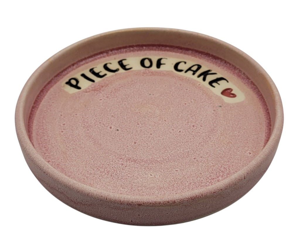 Kagetallerken i keramik, lyserød