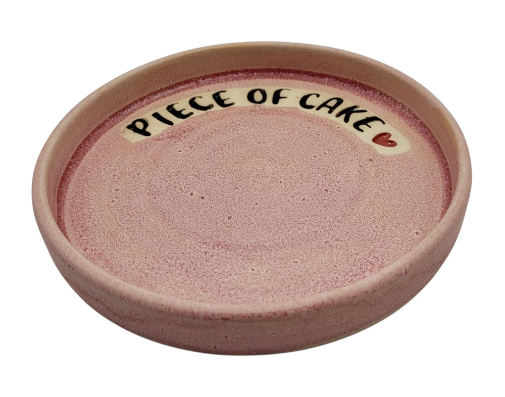 Kagetallerken i keramik, lyserød