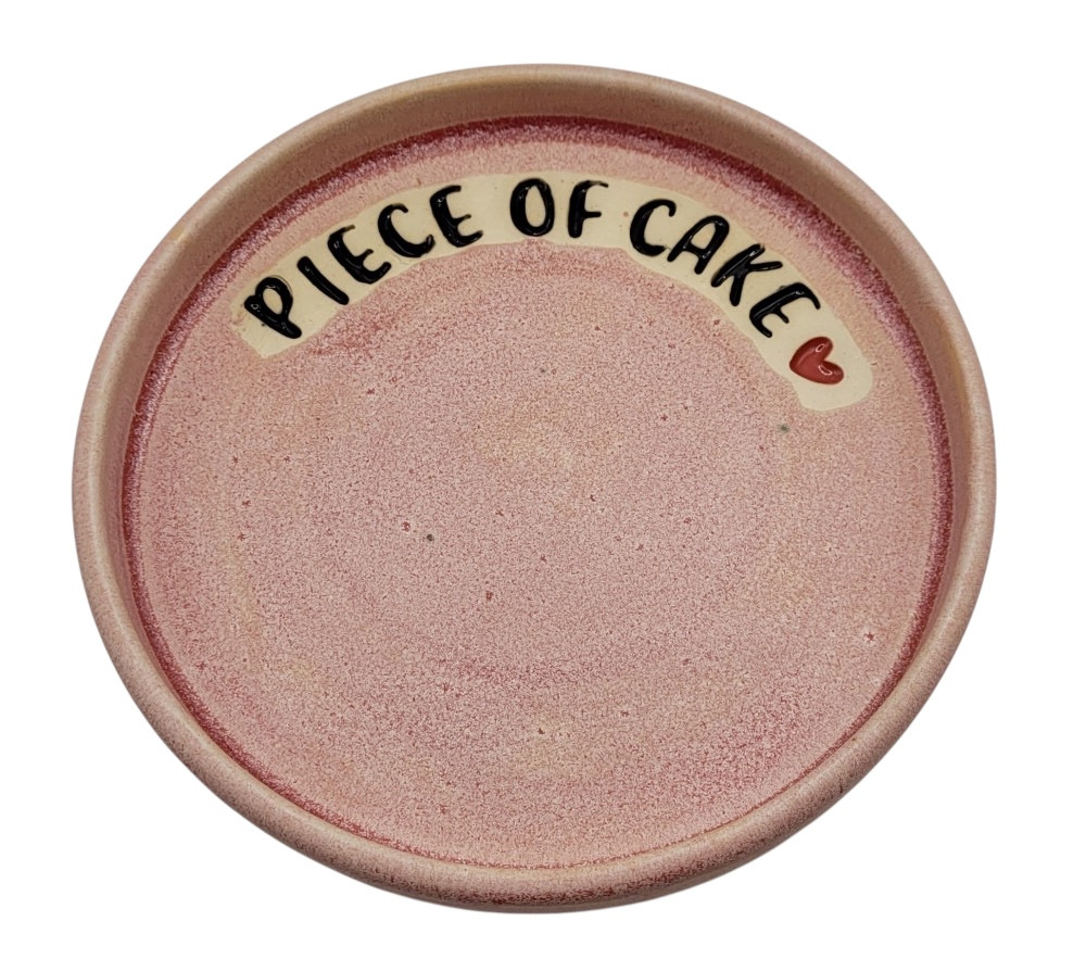 Kagetallerken i keramik, lyserød