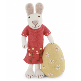 Kanin med rød kjole og æg 27cm