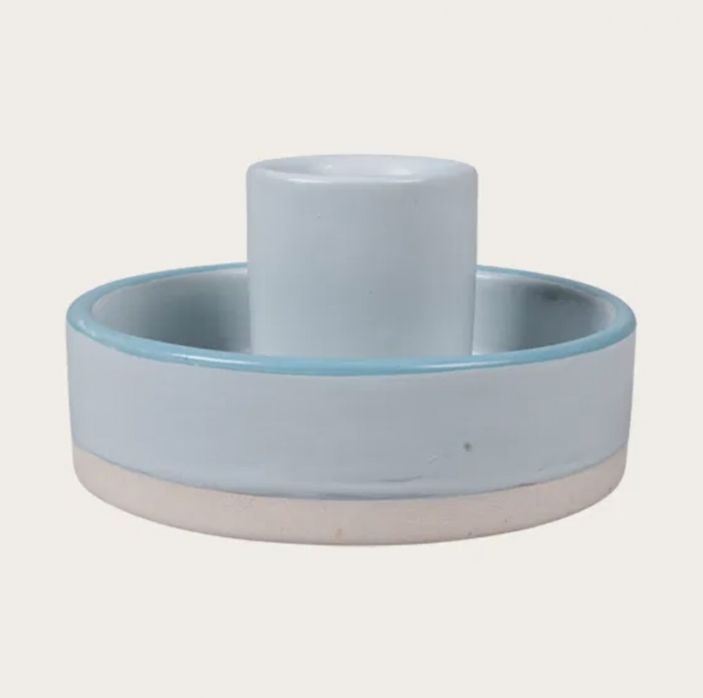 Keramik lysestage, lysblå