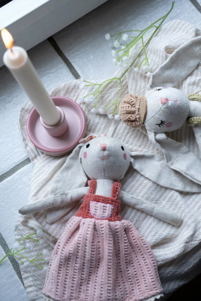 Keramik lysestage, rosa