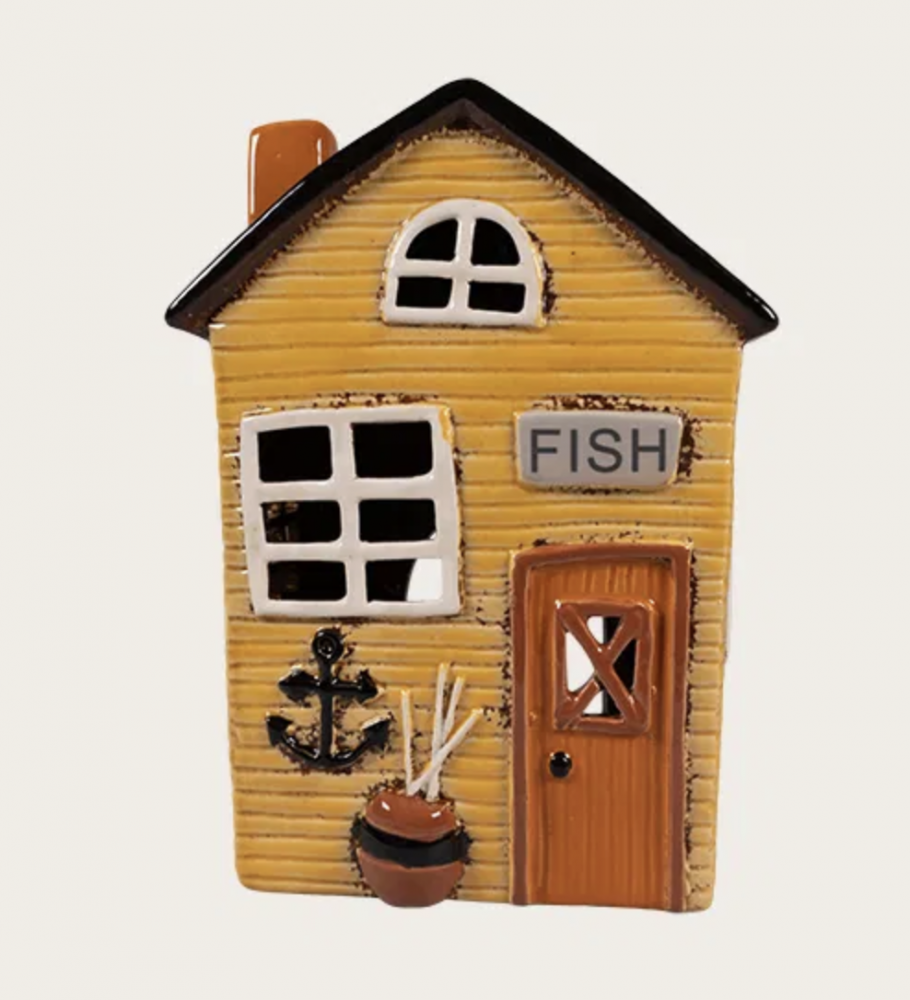 Keramikhus gul, til fyrfadslys