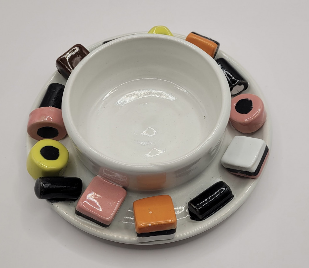 Lakridskonfekt lysestage, hvid