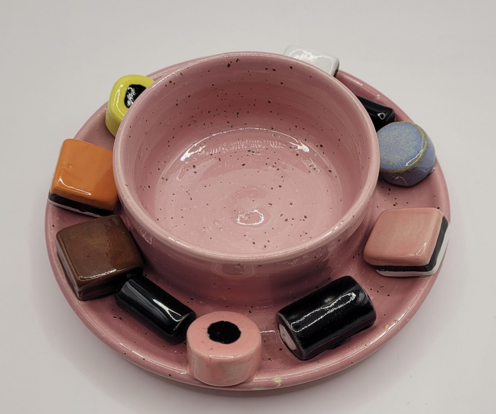 Lakridskonfekt lysestage, lyserød