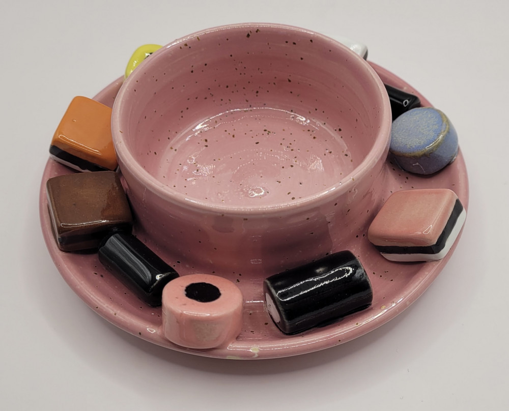 Lakridskonfekt lysestage, lyserød