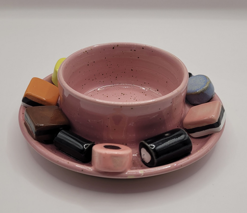 Lakridskonfekt lysestage, lyserød