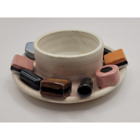 Lakridskonfekt lysestage, råhvid