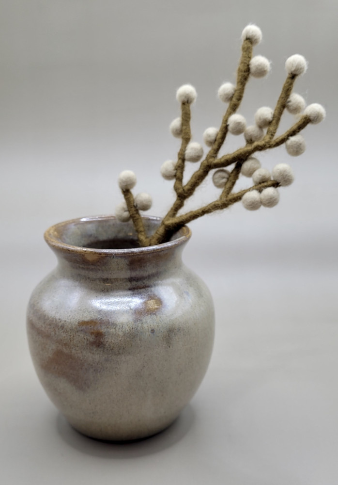 Minivase bred, sandfarvet