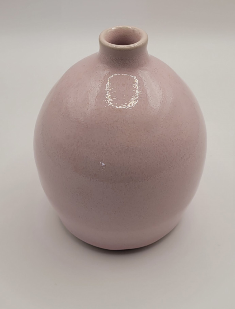 Minivase i keramik, buttet lyserød