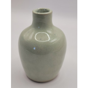 Minivase keramik, grøn med høj hals
