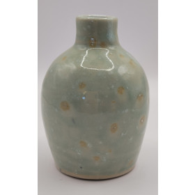 Minivase keramik, grøn og gul
