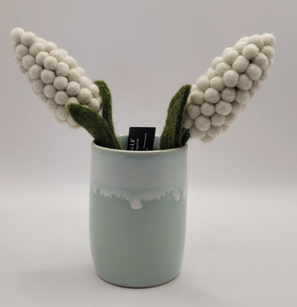 Minivase keramik, grøn og hvid