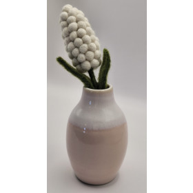 Minivase keramik, lyserød og hvid