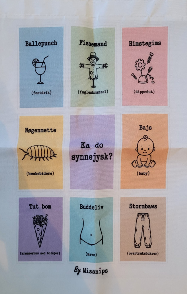 Mulepose, hvid. "Ka do synnejysk"