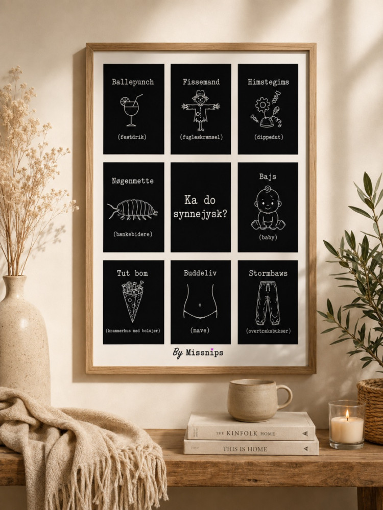Plakat 30x40cm. Ka do synnejysk, sort-hvid