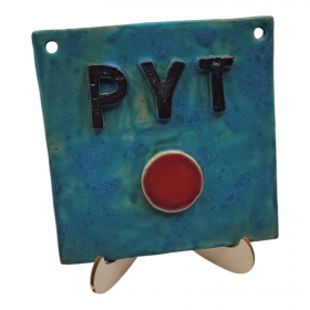 PYT knap i keramik, blå