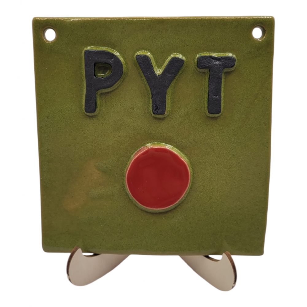 PYT knap i keramik, grøn