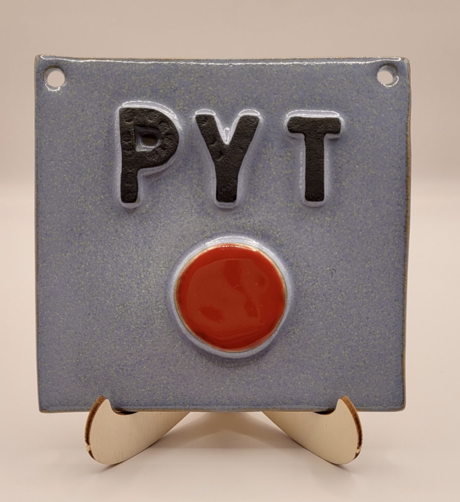 PYT knap i keramik, lyse blå