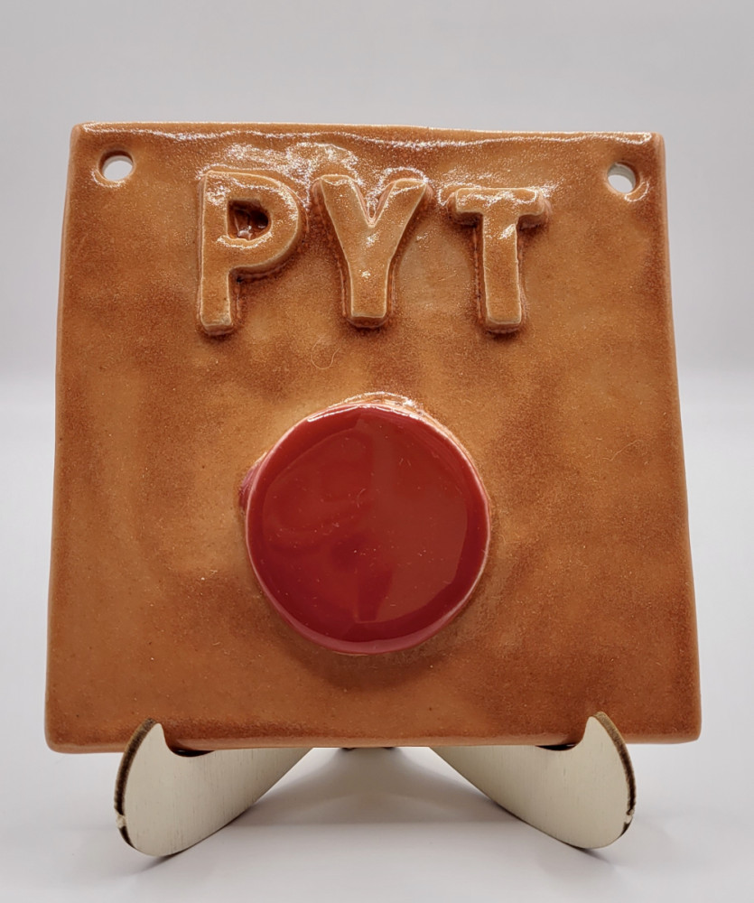 PYT knap i keramik, orange