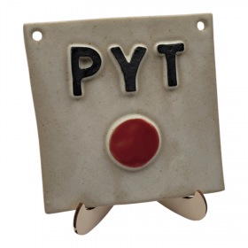 PYT knap i keramik, råhvid