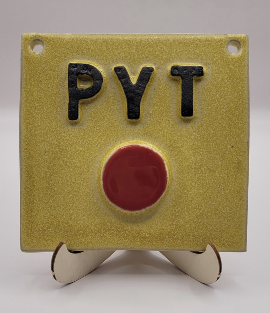 PYT knap i keramik, gul