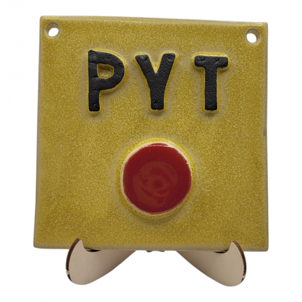 PYT knap i keramik, gul