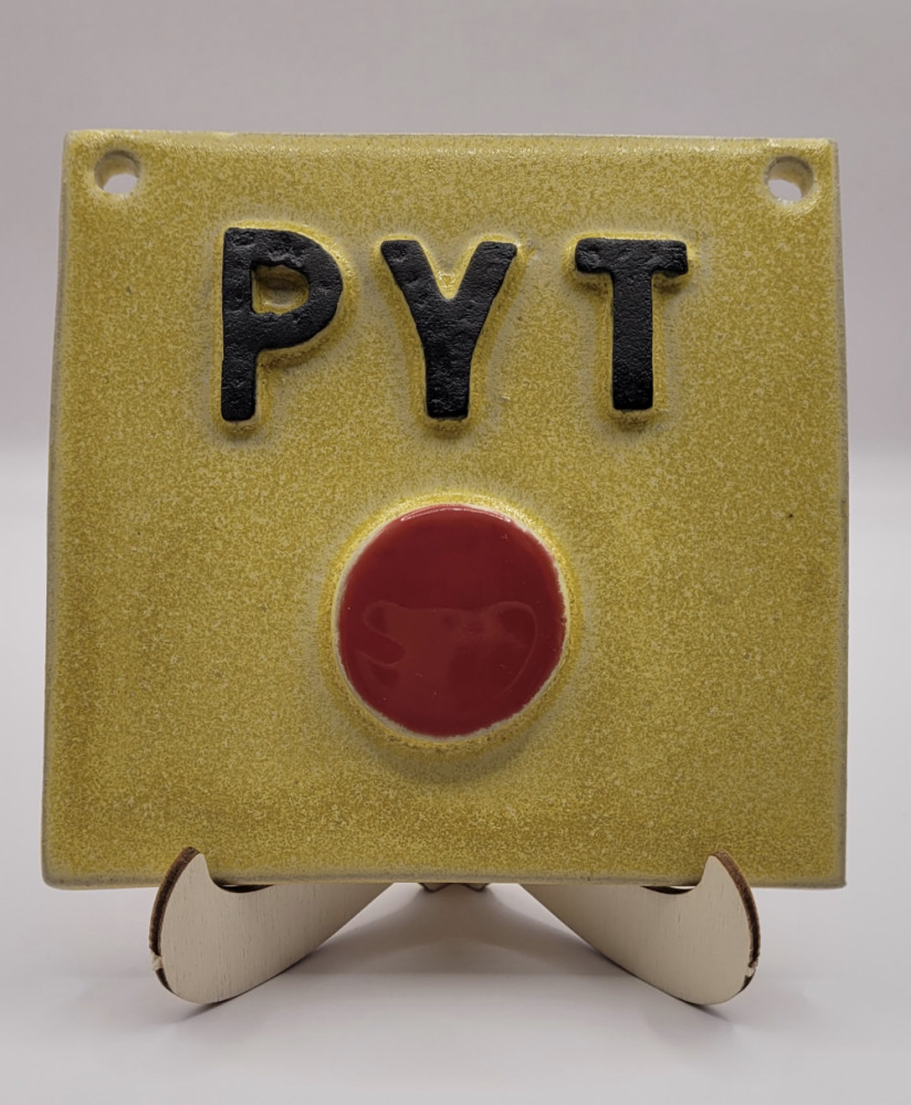 PYT knap i keramik, gul