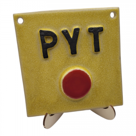 PYT knap i keramik, gul