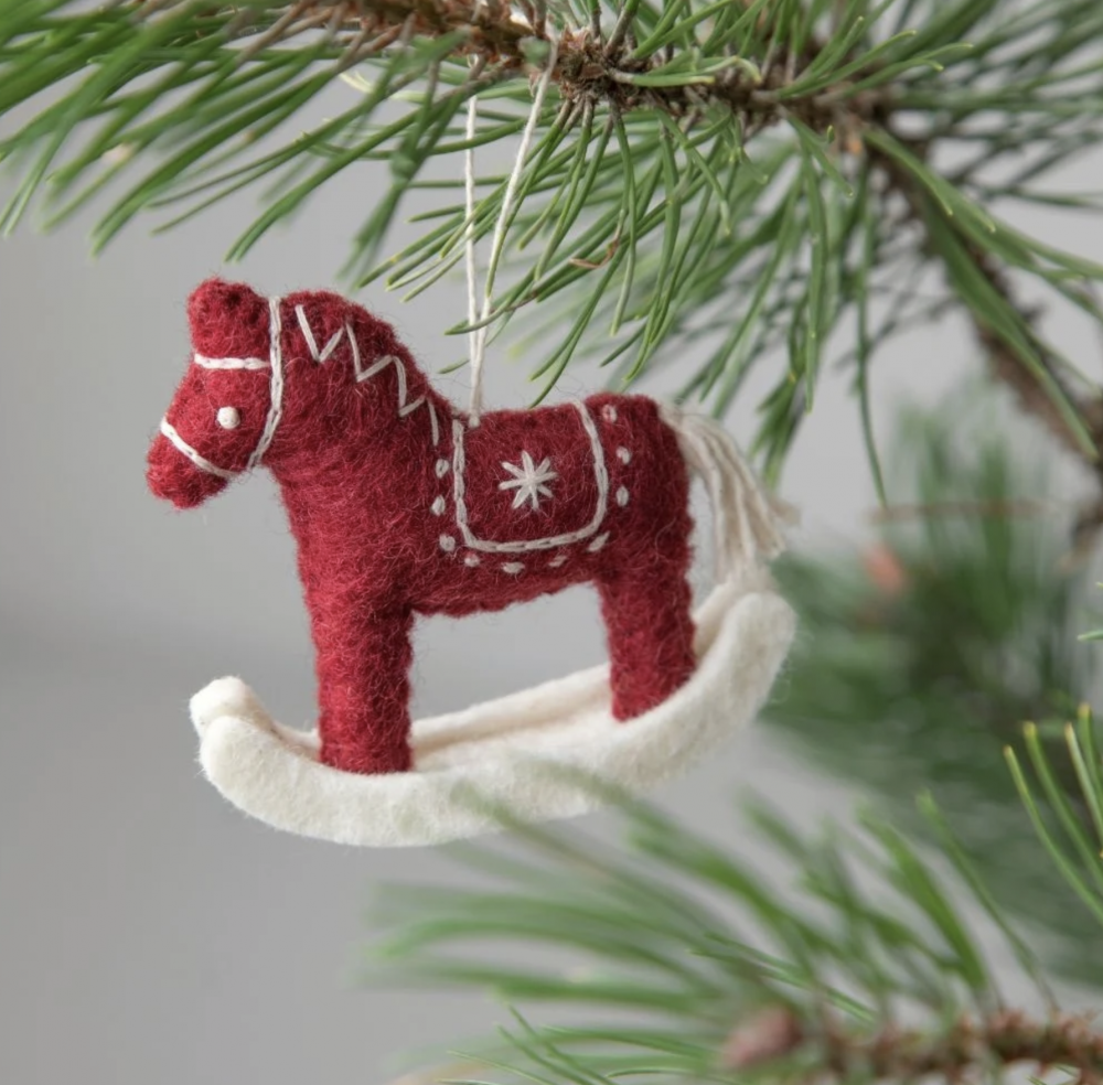 Rød gyngehest til ophæng