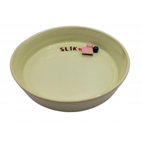 Slikskål i keramik, lys grøn