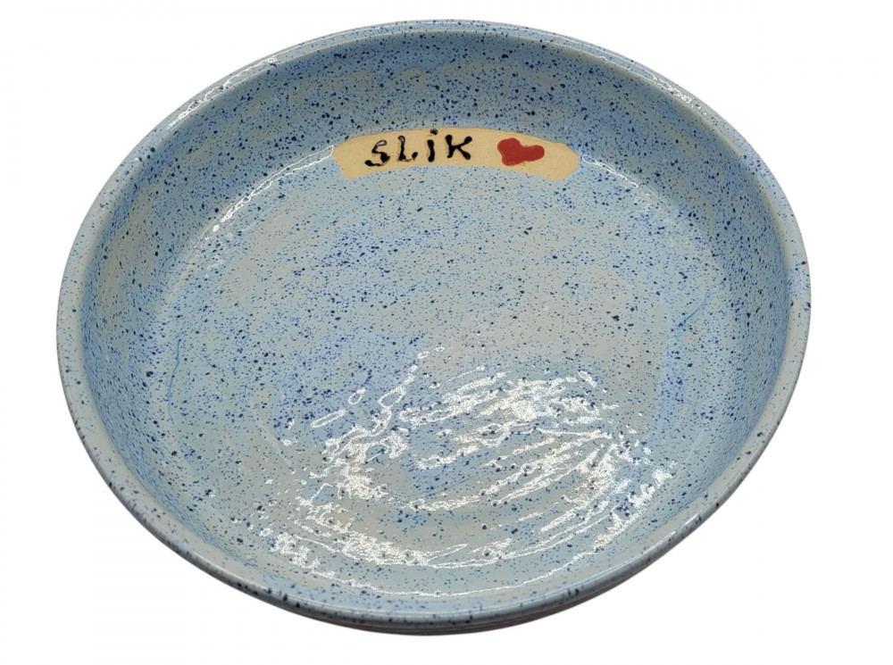 Slikskål i keramik, lyseblå nistret