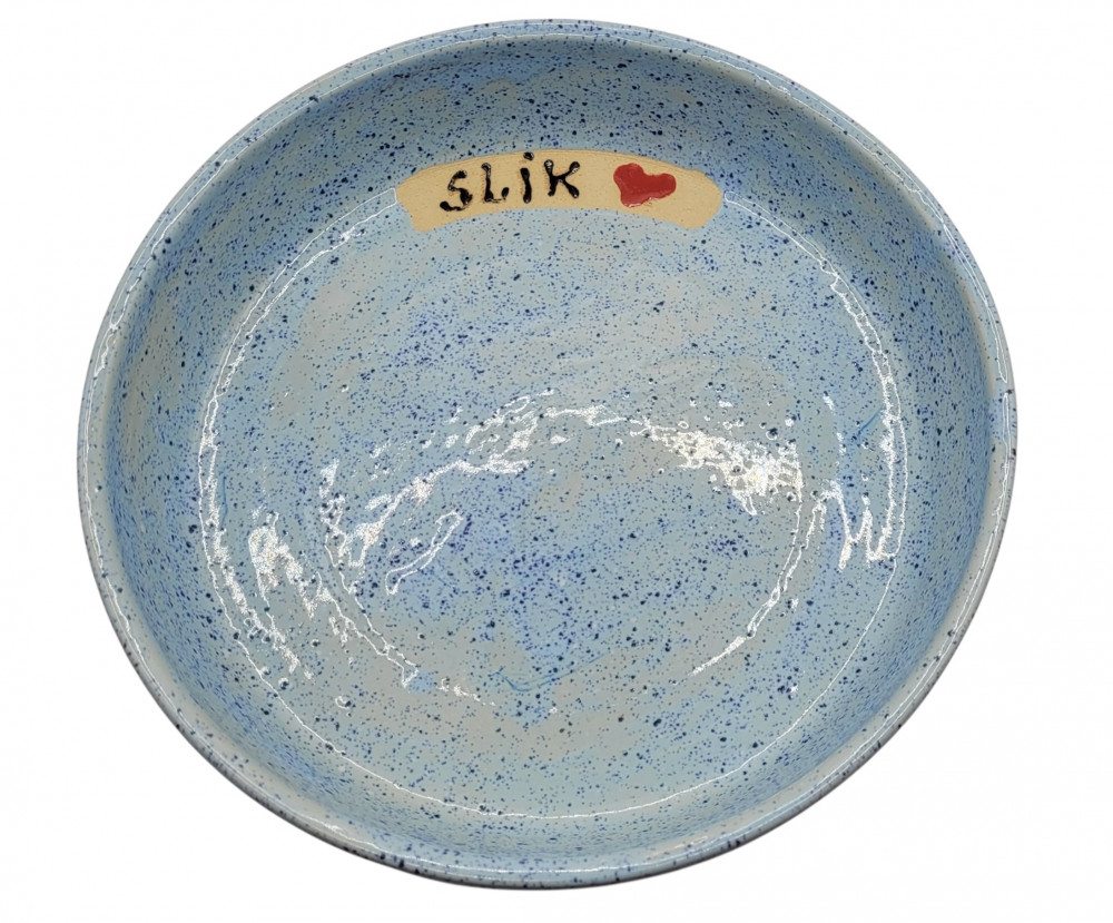 Slikskål i keramik, lyseblå nistret