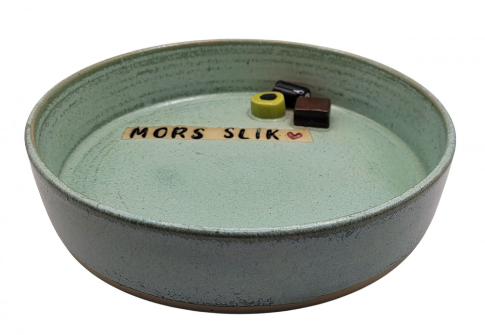 Slikskål i keramik, mintgrøn