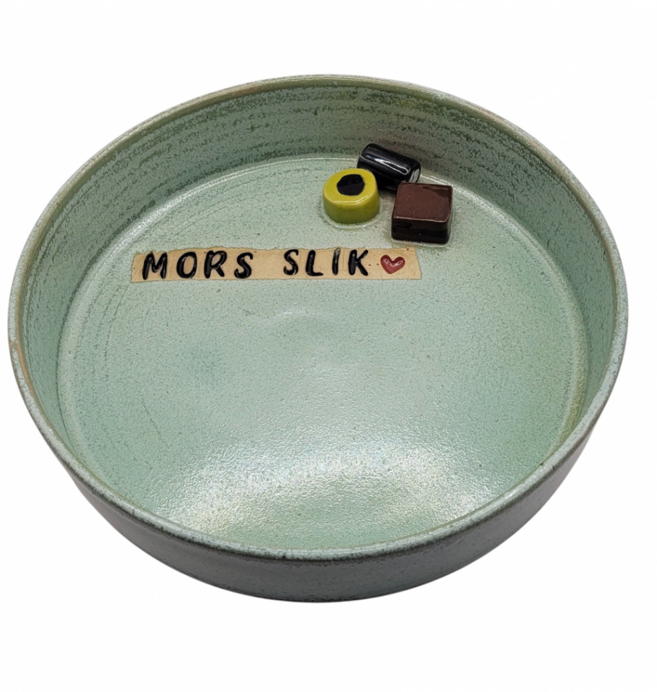 Slikskål i keramik, mintgrøn