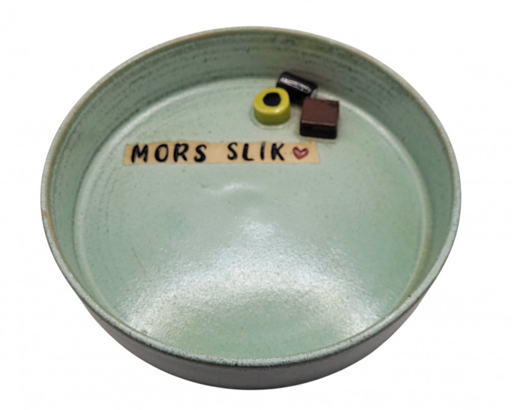 Slikskål i keramik, mintgrøn