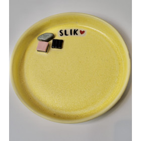 Slikskål i keramik, stor gul