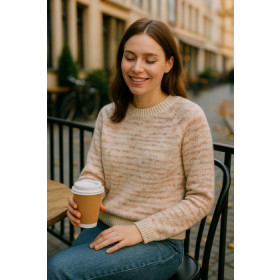 strik sweater med mutifarver kontraster