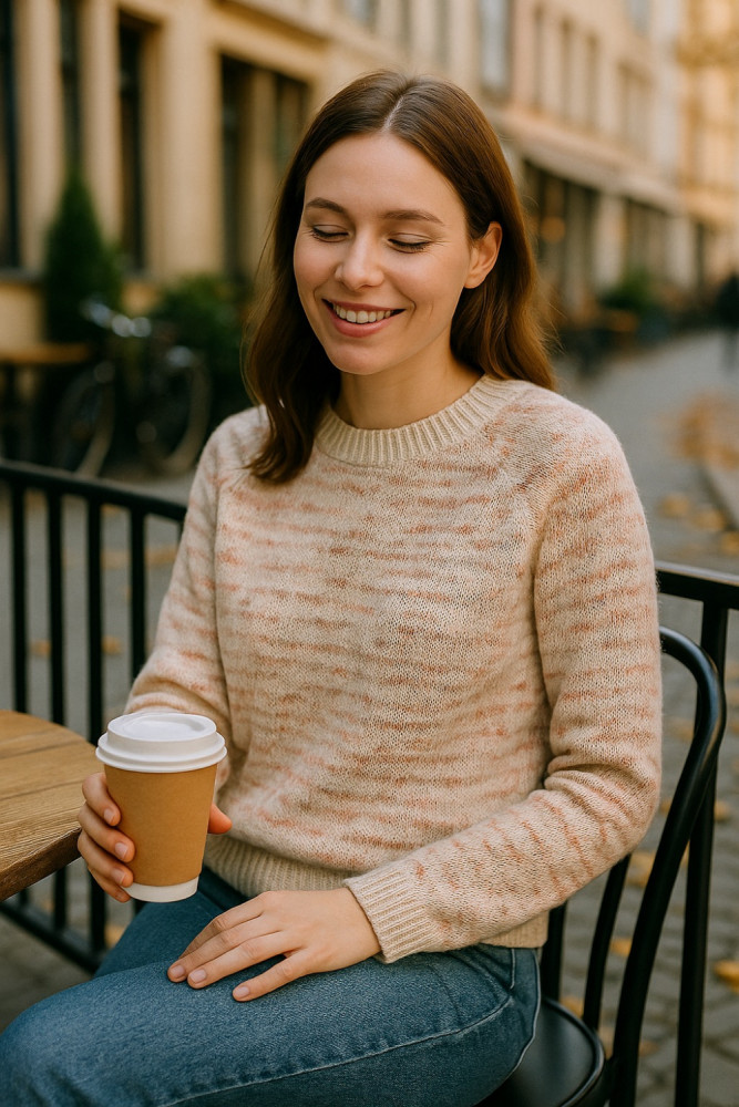 strik sweater med mutifarver kontraster